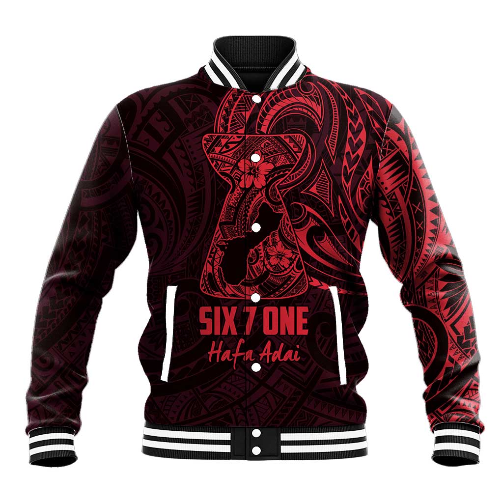 Oxblood Guam Latte Stone Tribal Tattoo Baseball Jacket Hafa Adai Six 7 One LT9 Unisex Oxblood - Polynesian Pride