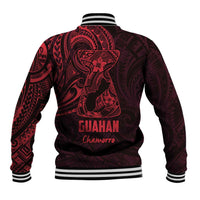 Oxblood Guam Latte Stone Tribal Tattoo Baseball Jacket Hafa Adai Six 7 One LT9 - Polynesian Pride