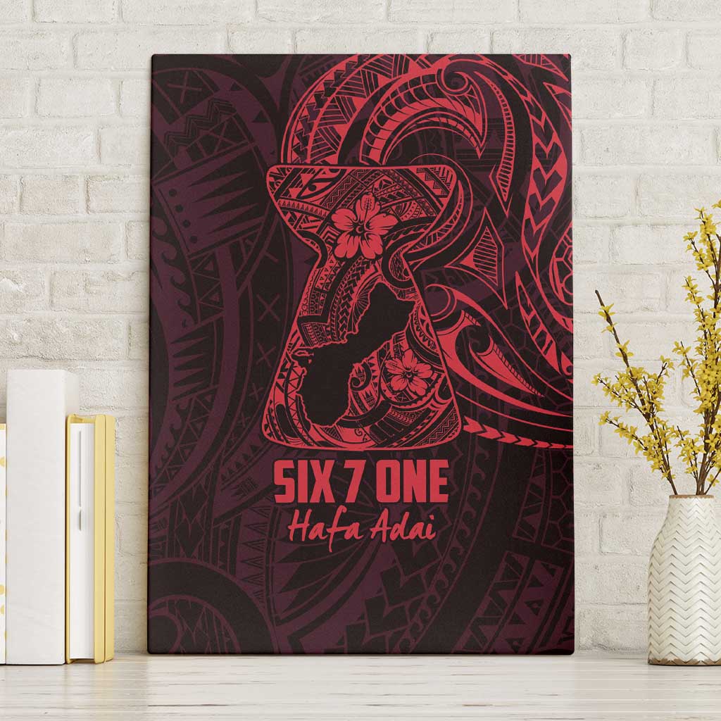 Oxblood Guam Latte Stone Tribal Tattoo Canvas Wall Art Hafa Adai Six 7 One LT9 Without Frame Oxblood - Polynesian Pride
