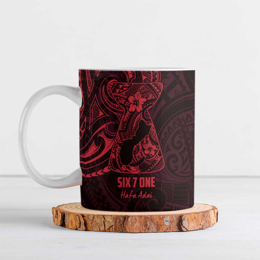 Oxblood Guam Latte Stone Tribal Tattoo Ceramic Mug Hafa Adai Six 7 One LT9 Oxblood - Polynesian Pride