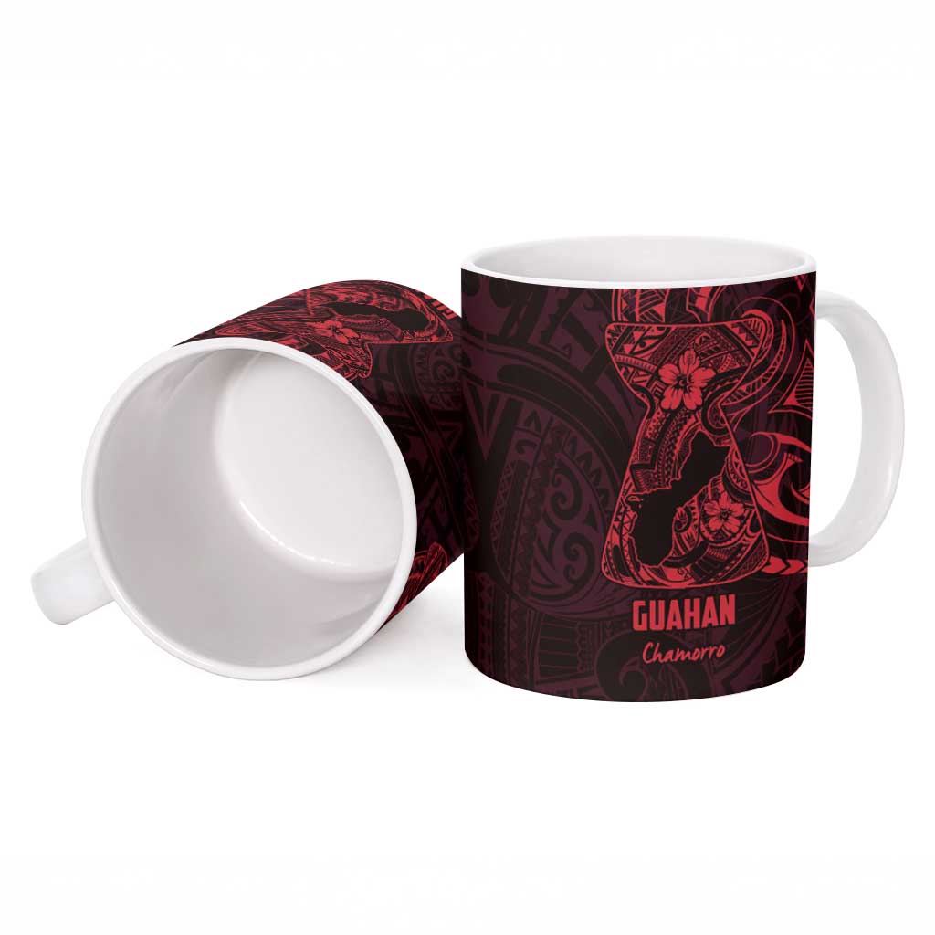 Oxblood Guam Latte Stone Tribal Tattoo Ceramic Mug Hafa Adai Six 7 One LT9 - Polynesian Pride