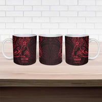 Oxblood Guam Latte Stone Tribal Tattoo Ceramic Mug Hafa Adai Six 7 One LT9 - Polynesian Pride