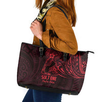 Oxblood Guam Latte Stone Tribal Tattoo Leather Tote Bag Hafa Adai Six 7 One LT9 Oxblood - Polynesian Pride