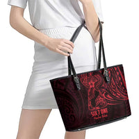 Oxblood Guam Latte Stone Tribal Tattoo Leather Tote Bag Hafa Adai Six 7 One LT9 - Polynesian Pride