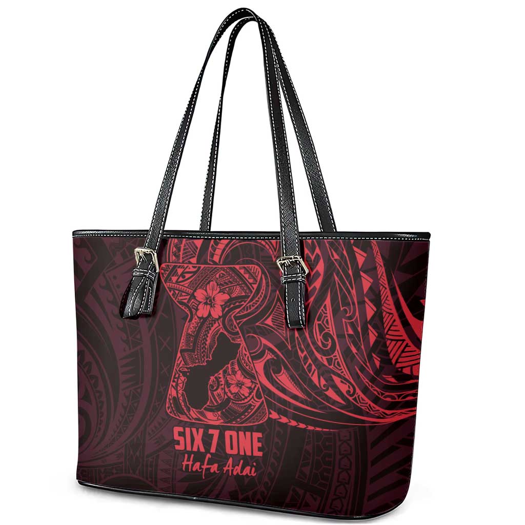 Oxblood Guam Latte Stone Tribal Tattoo Leather Tote Bag Hafa Adai Six 7 One LT9 - Polynesian Pride
