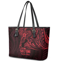 Oxblood Guam Latte Stone Tribal Tattoo Leather Tote Bag Hafa Adai Six 7 One LT9 - Polynesian Pride