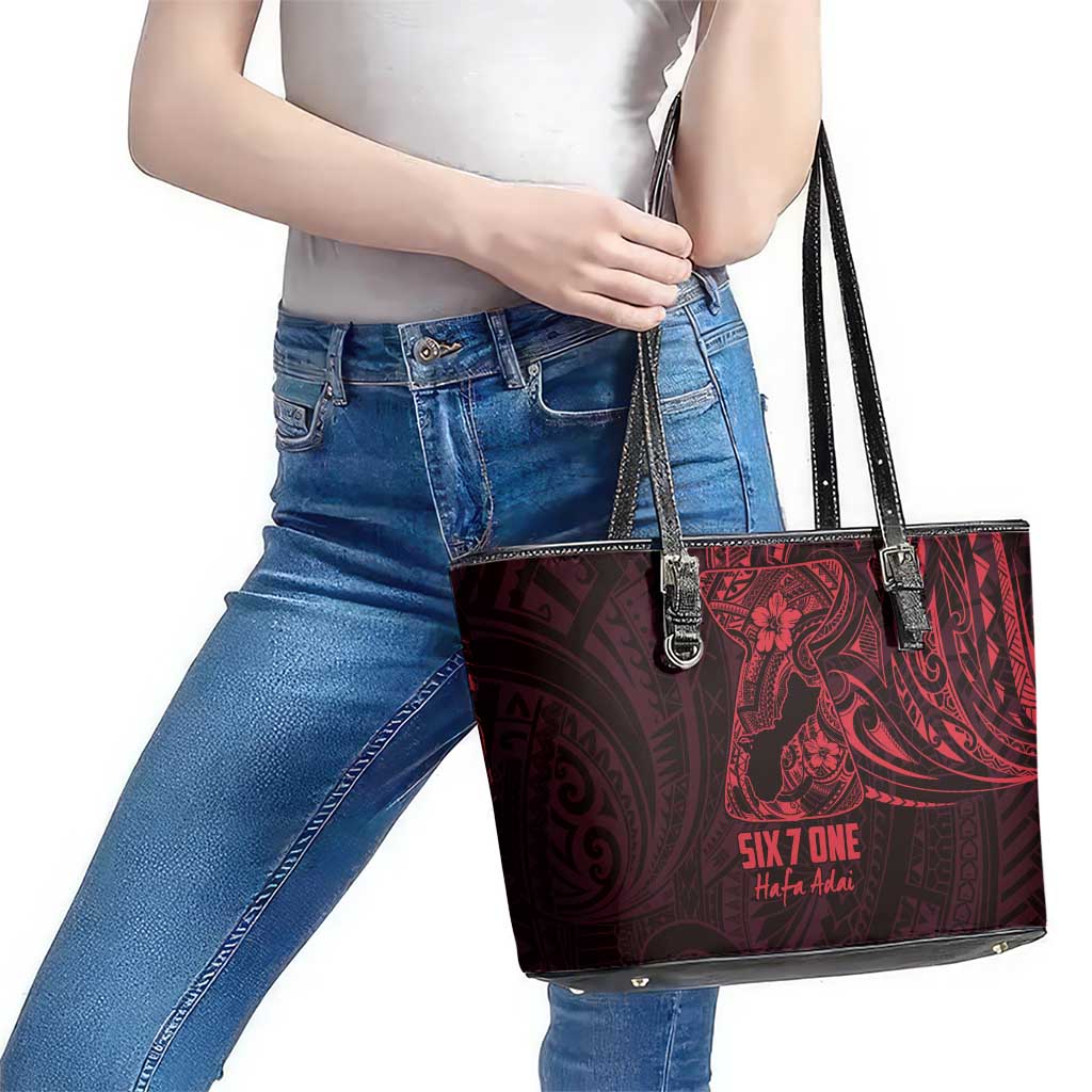 Oxblood Guam Latte Stone Tribal Tattoo Leather Tote Bag Hafa Adai Six 7 One LT9 - Polynesian Pride
