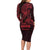 Oxblood Guam Latte Stone Tribal Tattoo Long Sleeve Bodycon Dress Hafa Adai Six 7 One