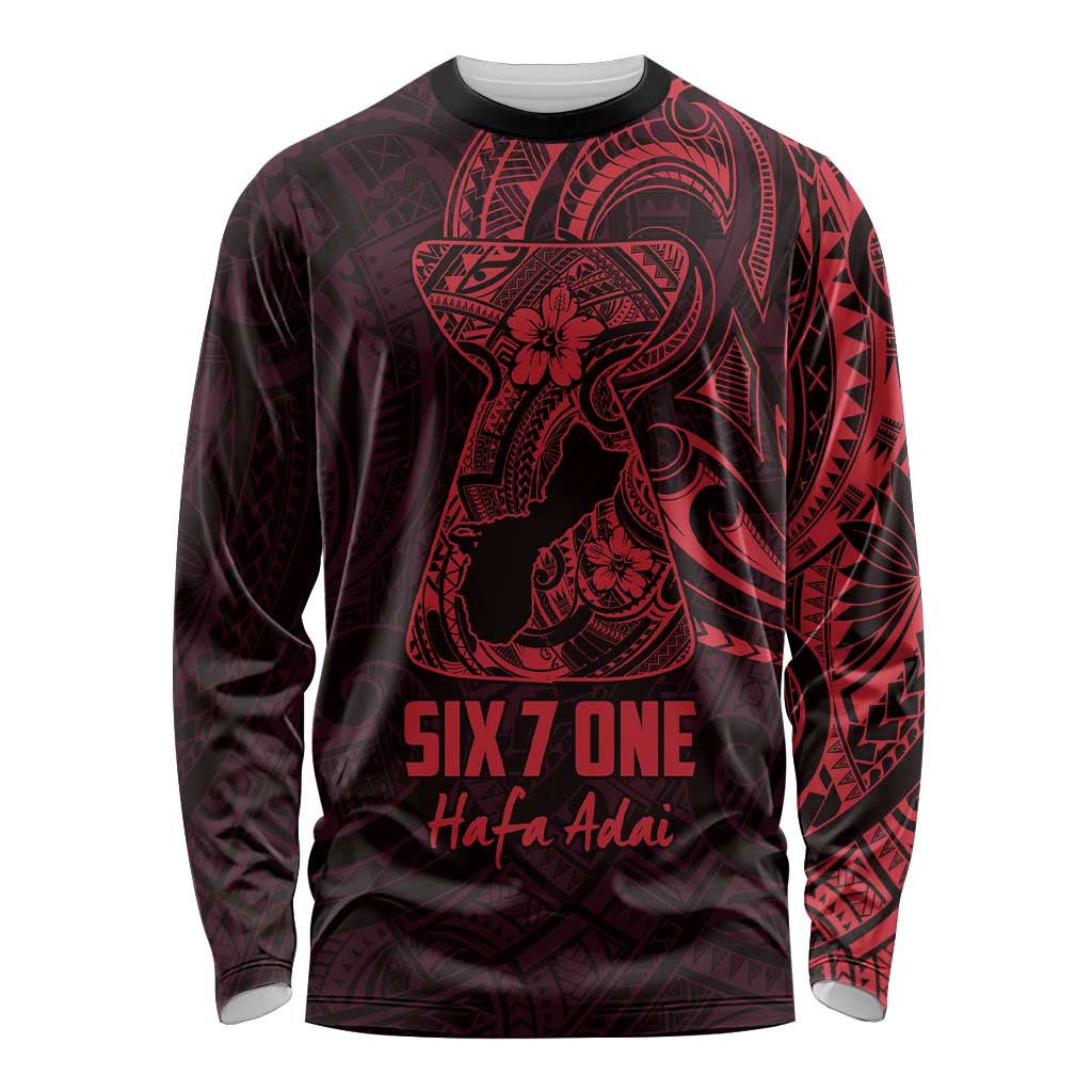 Oxblood Guam Latte Stone Tribal Tattoo Long Sleeve Shirt Hafa Adai Six 7 One LT9 Unisex Oxblood - Polynesian Pride