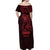 Oxblood Guam Latte Stone Tribal Tattoo Off Shoulder Maxi Dress Hafa Adai Six 7 One