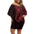 Oxblood Guam Latte Stone Tribal Tattoo Off Shoulder Short Dress Hafa Adai Six 7 One