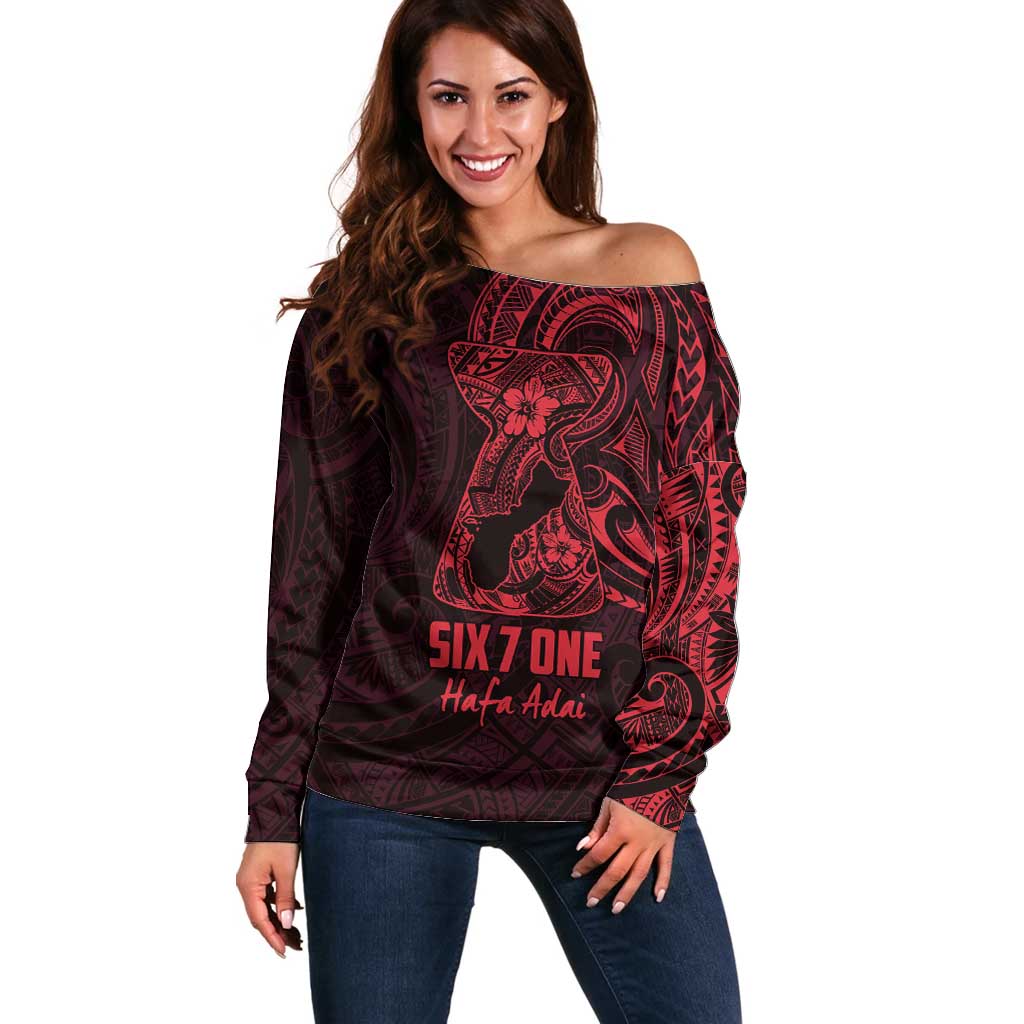 Oxblood Guam Latte Stone Tribal Tattoo Off Shoulder Sweater Hafa Adai Six 7 One