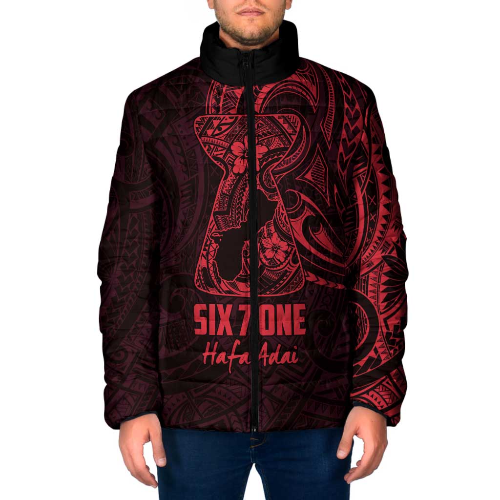 Oxblood Guam Latte Stone Tribal Tattoo Padded Jacket Hafa Adai Six 7 One LT9 Men Oxblood - Polynesian Pride