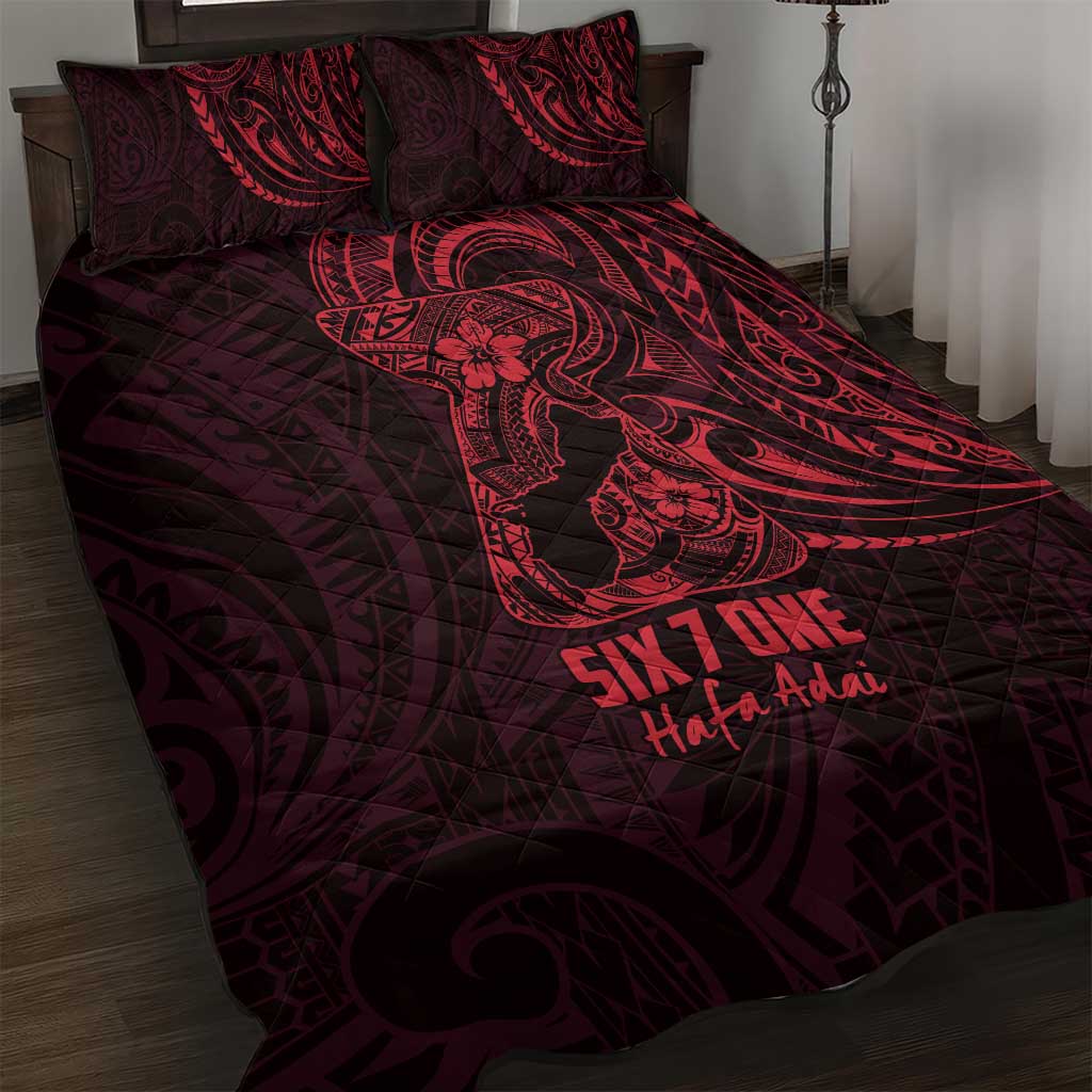 Oxblood Guam Latte Stone Tribal Tattoo Quilt Bed Set Hafa Adai Six 7 One