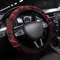 Oxblood Guam Latte Stone Tribal Tattoo Steering Wheel Cover Hafa Adai Six 7 One LT9 Universal Fit Oxblood - Polynesian Pride