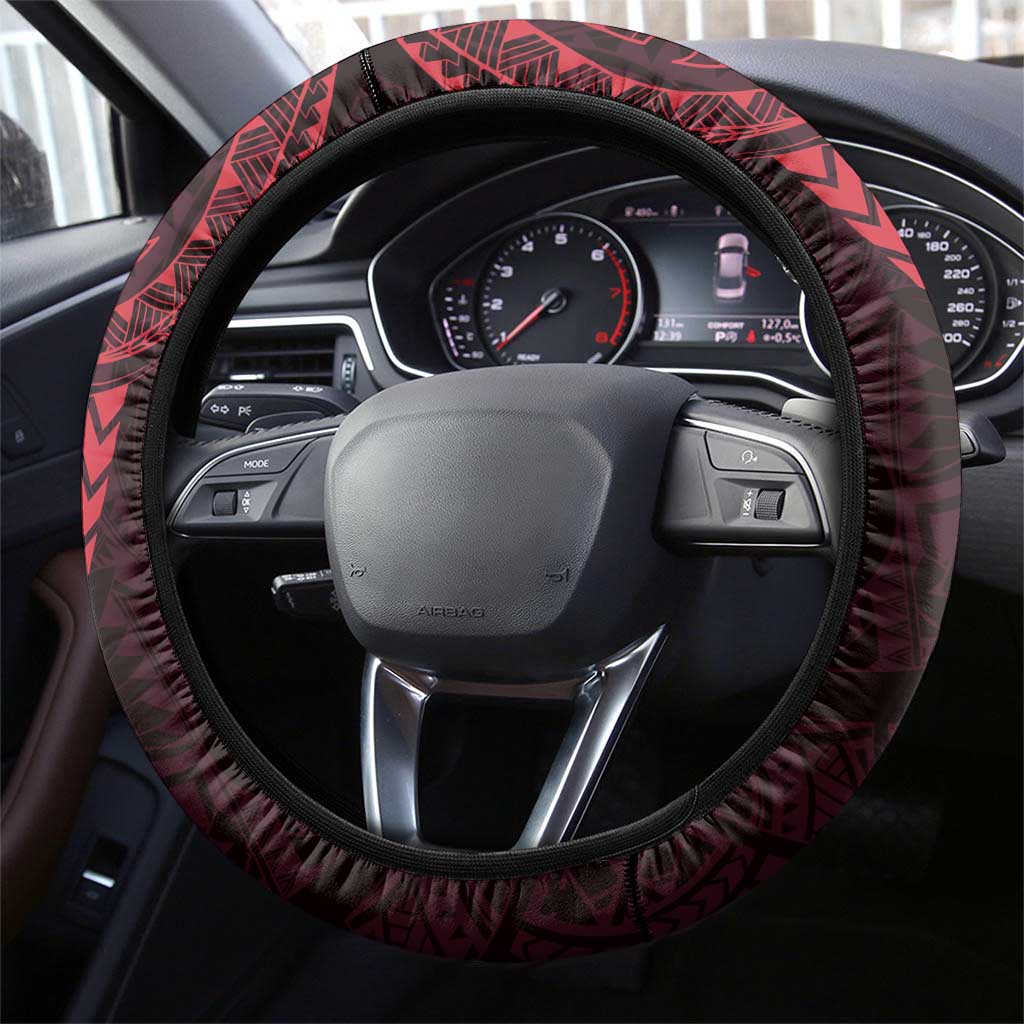 Oxblood Guam Latte Stone Tribal Tattoo Steering Wheel Cover Hafa Adai Six 7 One LT9 - Polynesian Pride