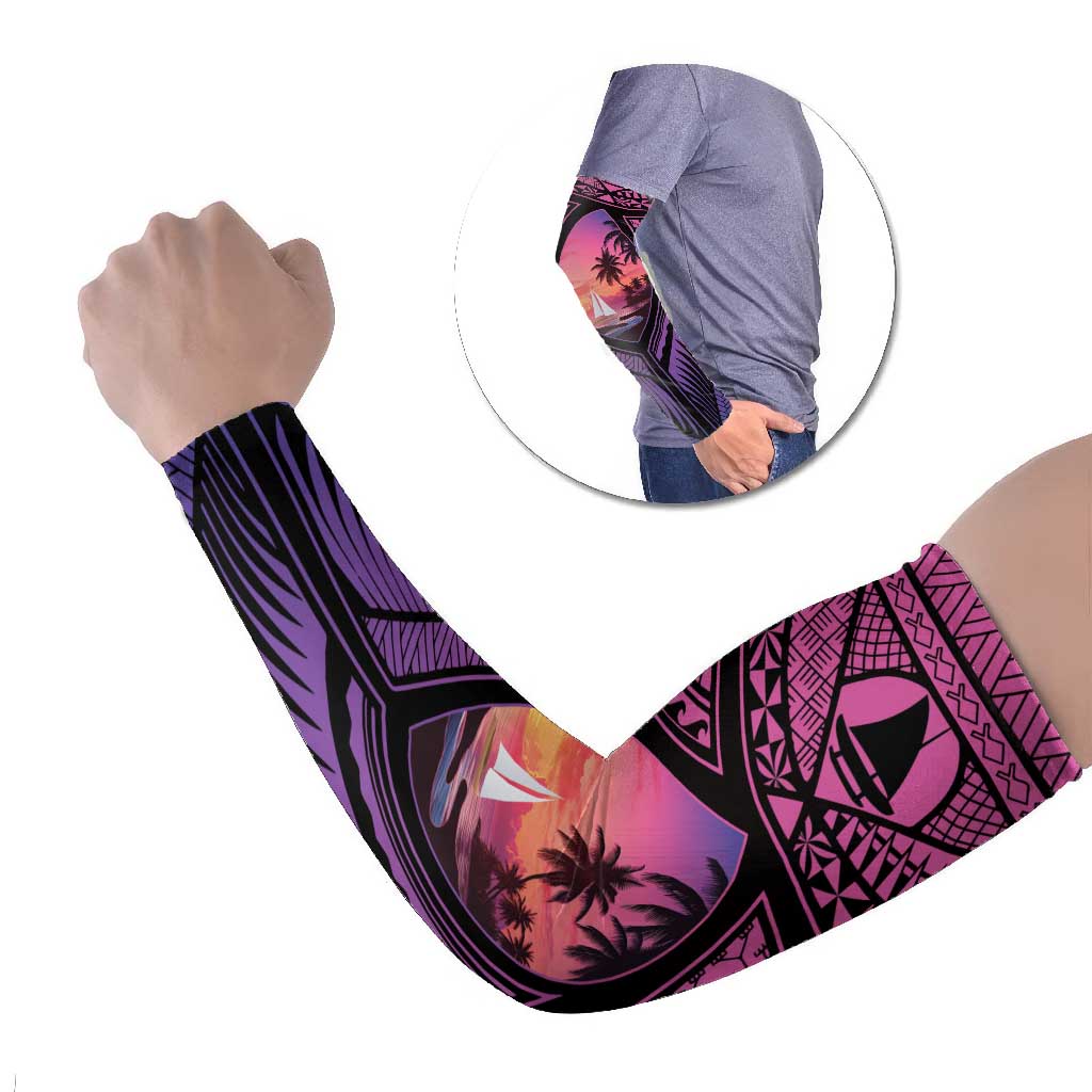 Guam Chamorro Artsy Arm Sleeves Guahan Sunset Beach LT9 Set of 2 Sunset - Polynesian Pride