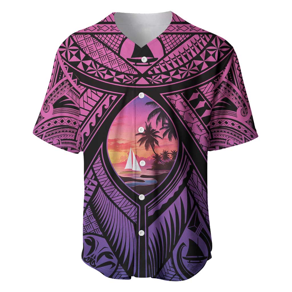 Guam Chamorro Artsy Baseball Jersey Guahan Sunset Beach LT9 Sunset - Polynesian Pride