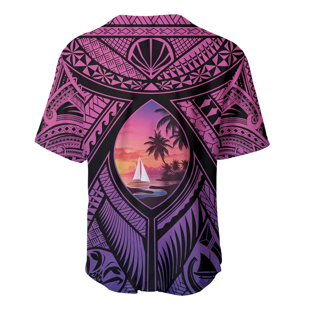 Guam Chamorro Artsy Baseball Jersey Guahan Sunset Beach LT9 - Polynesian Pride