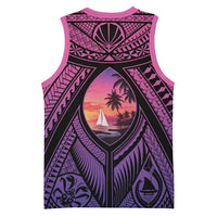 Guam Chamorro Artsy Basketball Jersey Guahan Sunset Beach LT9 - Polynesian Pride