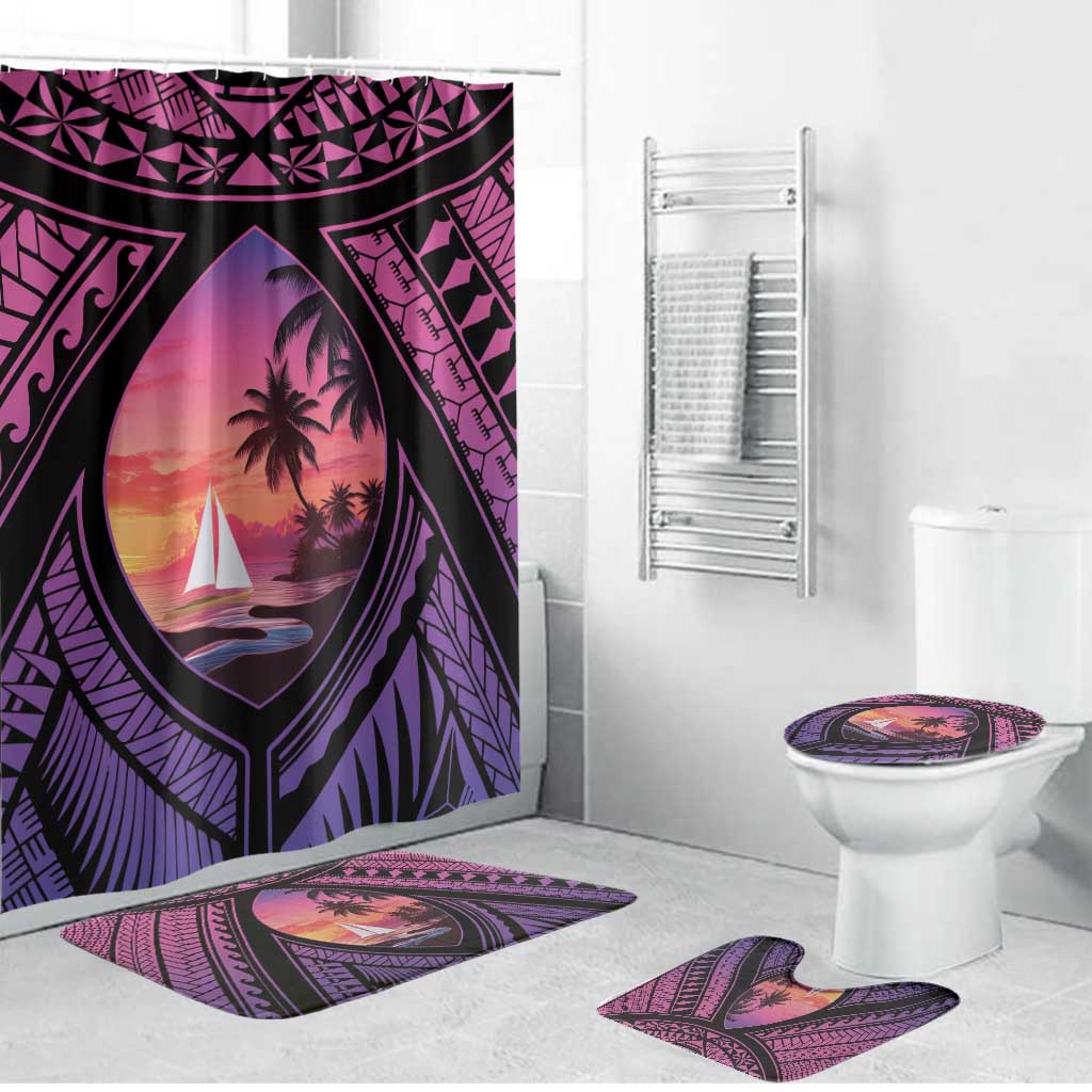 Guam Chamorro Artsy Bathroom Set Guahan Sunset Beach LT9 Bathroom Set (4 pcs) Sunset - Polynesian Pride