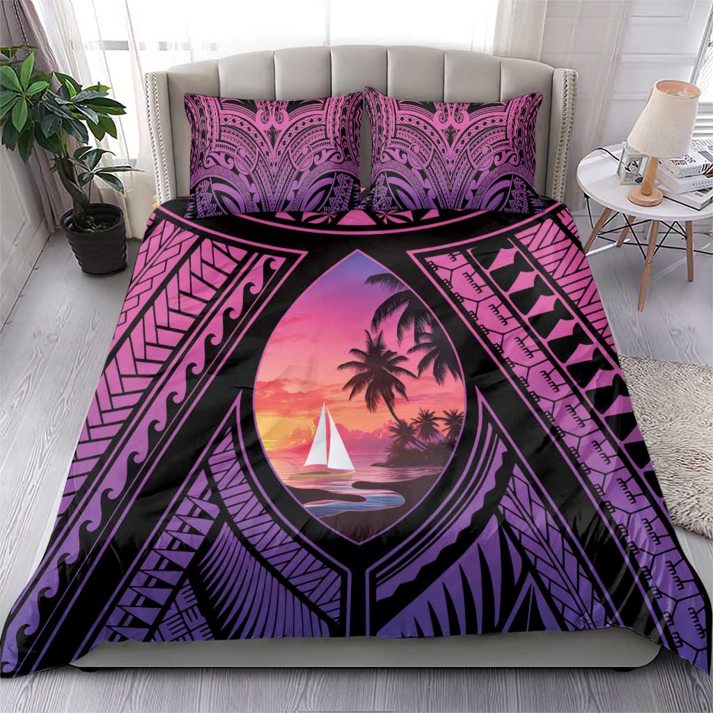 Guam Chamorro Artsy Bedding Set Guahan Sunset Beach LT9 - Polynesian Pride