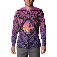 Guam Chamorro Artsy Button Sweatshirt Guahan Sunset Beach LT9 - Polynesian Pride
