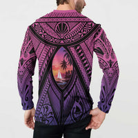Guam Chamorro Artsy Button Sweatshirt Guahan Sunset Beach LT9 - Polynesian Pride