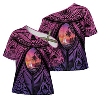 Guam Chamorro Artsy Cross Shoulder Shirt Guahan Sunset Beach LT9 - Polynesian Pride