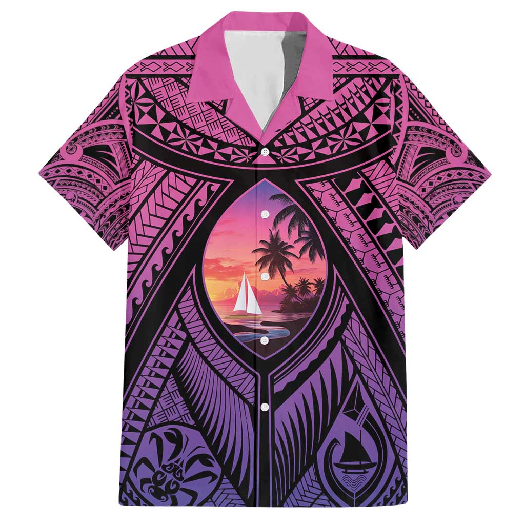 Guam Chamorro Artsy Hawaiian Shirt Guahan Sunset Beach LT9 Sunset - Polynesian Pride