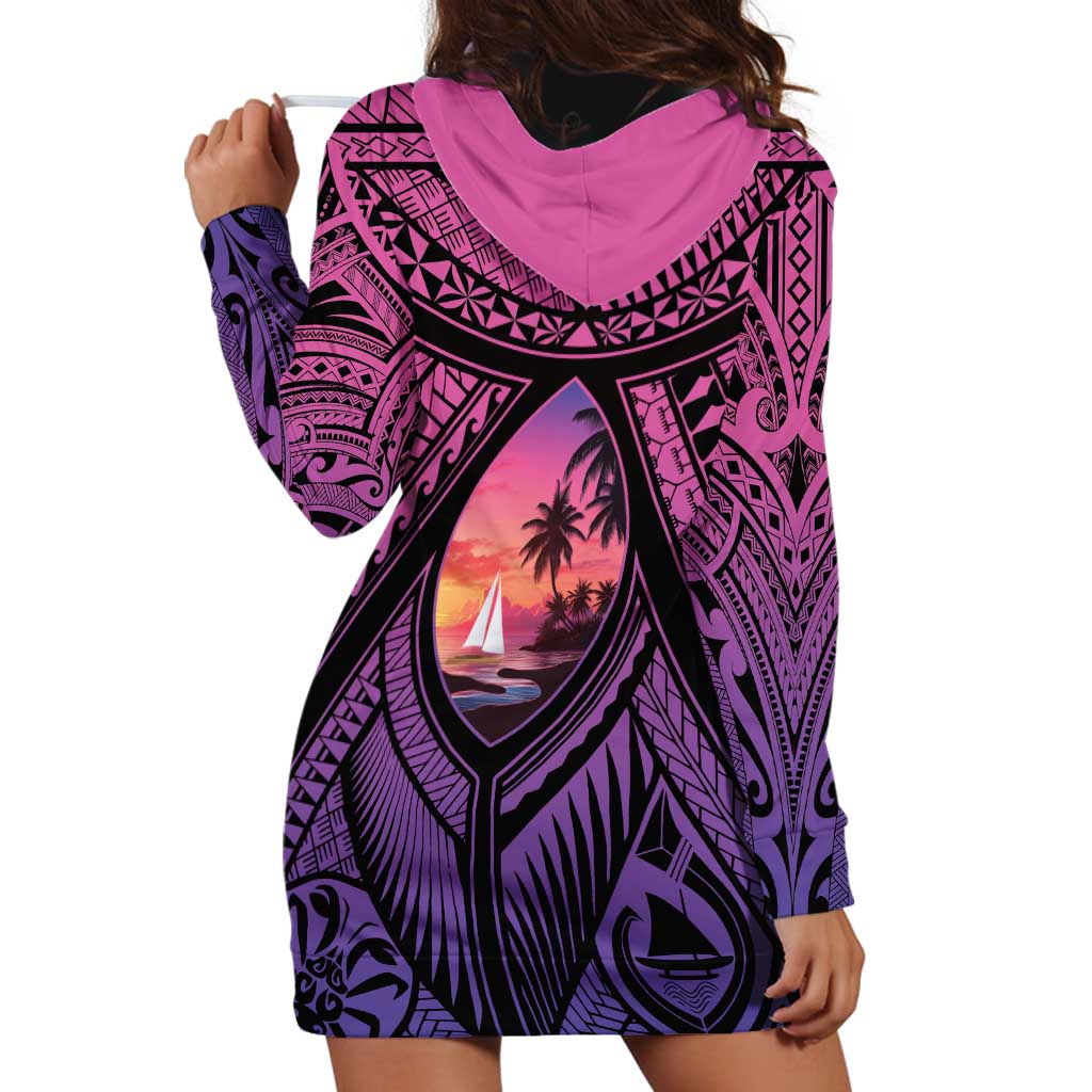 Guam Chamorro Artsy Hoodie Dress Guahan Sunset Beach LT9 - Polynesian Pride
