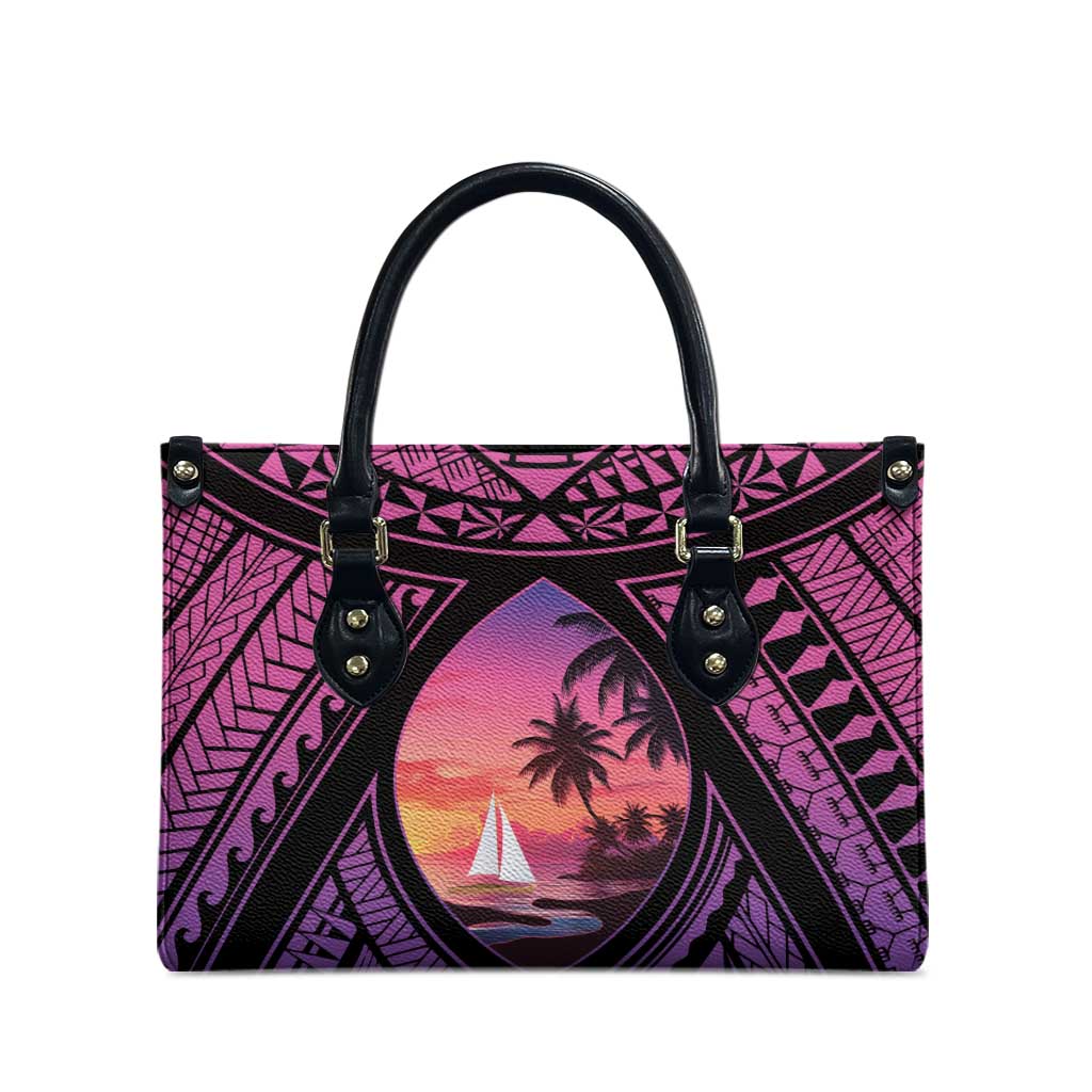 Guam Chamorro Artsy Leather Bag Guahan Sunset Beach LT9 - Polynesian Pride