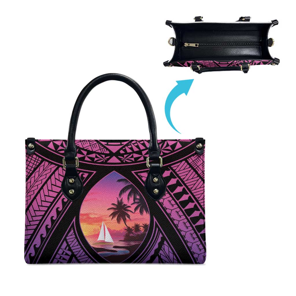 Guam Chamorro Artsy Leather Bag Guahan Sunset Beach LT9 - Polynesian Pride