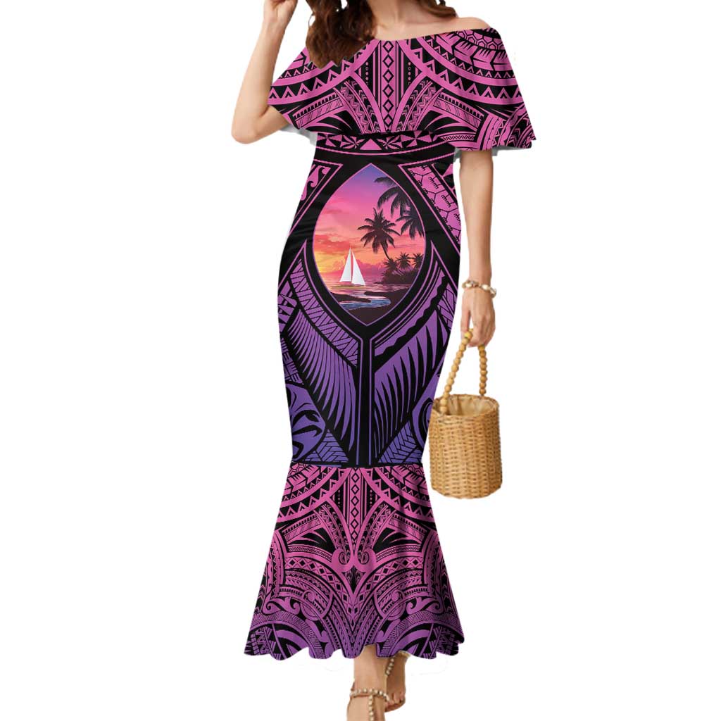 Guam Chamorro Artsy Mermaid Dress Guahan Sunset Beach LT9 Women Sunset - Polynesian Pride