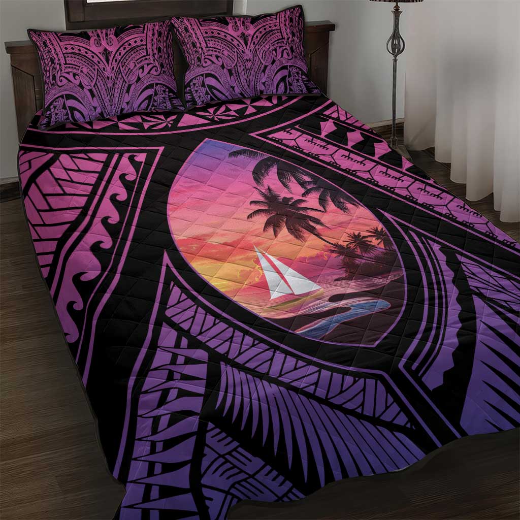 Guam Chamorro Artsy Quilt Bed Set Guahan Sunset Beach