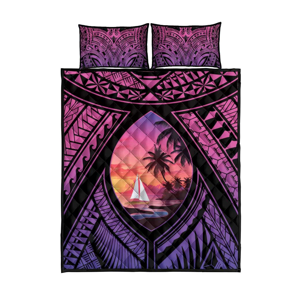 Guam Chamorro Artsy Quilt Bed Set Guahan Sunset Beach LT9 - Polynesian Pride