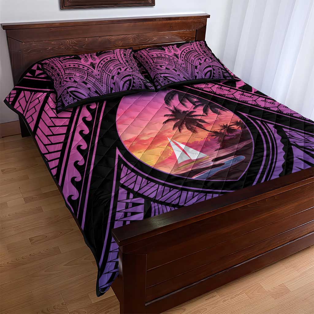 Guam Chamorro Artsy Quilt Bed Set Guahan Sunset Beach LT9 - Polynesian Pride