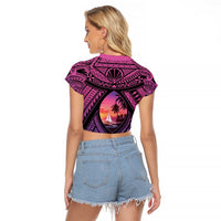 Guam Chamorro Artsy Raglan Cropped T Shirt Guahan Sunset Beach LT9 - Polynesian Pride