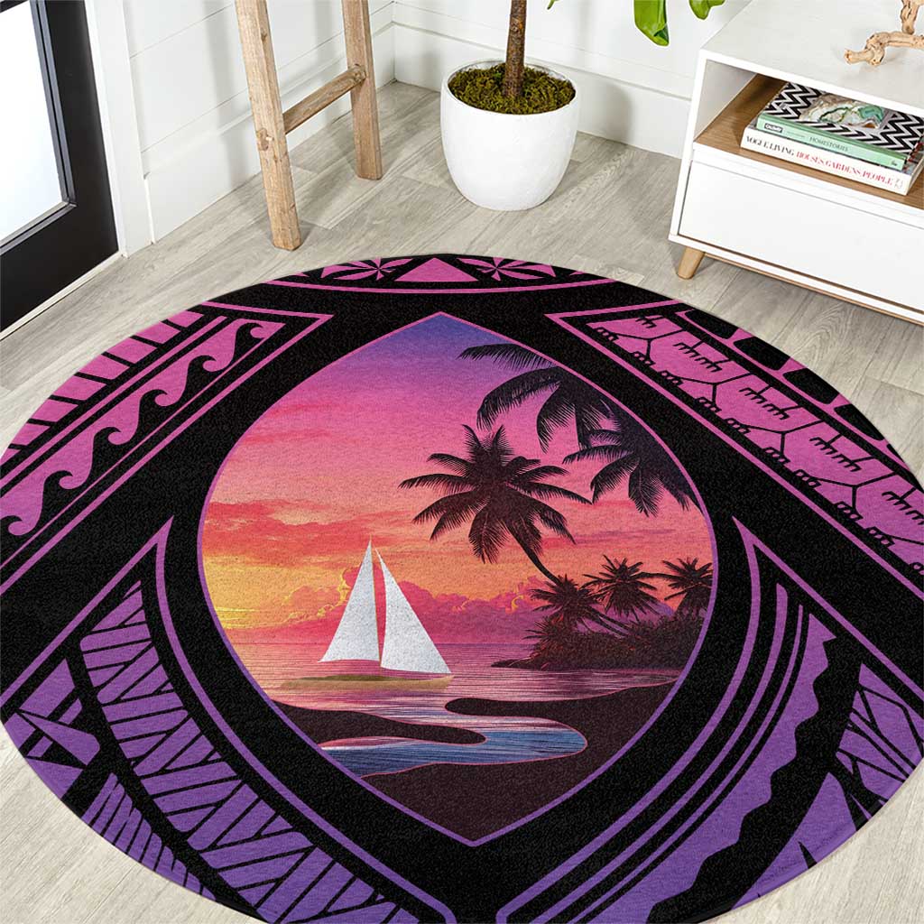 Guam Chamorro Artsy Round Carpet Guahan Sunset Beach LT9 Sunset - Polynesian Pride