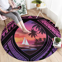Guam Chamorro Artsy Round Carpet Guahan Sunset Beach LT9 - Polynesian Pride