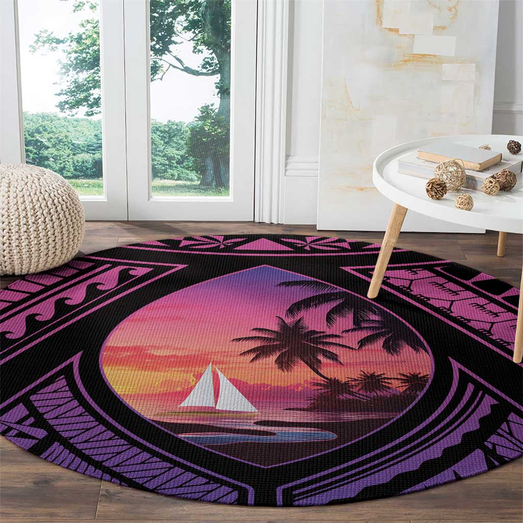 Guam Chamorro Artsy Round Carpet Guahan Sunset Beach LT9 - Polynesian Pride