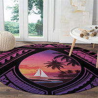 Guam Chamorro Artsy Round Carpet Guahan Sunset Beach LT9 - Polynesian Pride