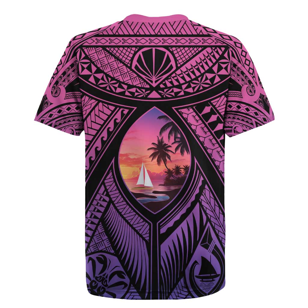 Guam Chamorro Artsy Rugby Jersey Guahan Sunset Beach LT9 - Polynesian Pride