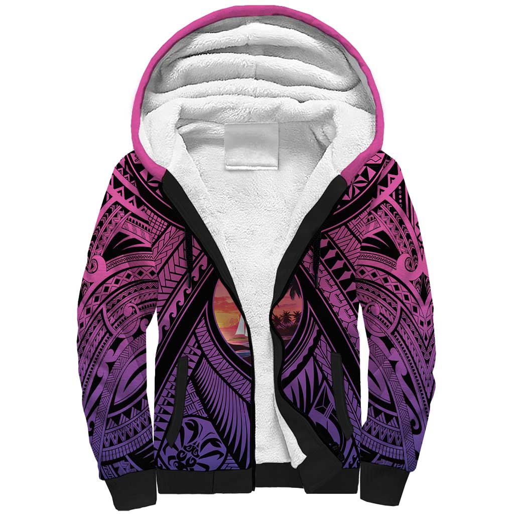 Guam Chamorro Artsy Sherpa Hoodie Guahan Sunset Beach LT9 Unisex Sunset - Polynesian Pride