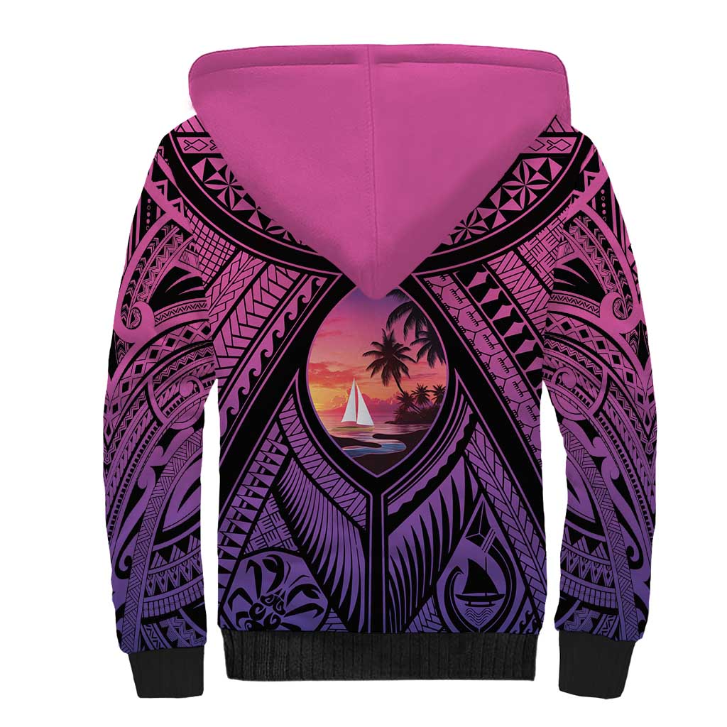 Guam Chamorro Artsy Sherpa Hoodie Guahan Sunset Beach LT9 - Polynesian Pride