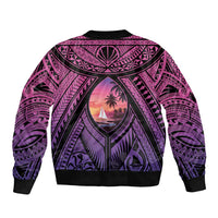 Guam Chamorro Artsy Sleeve Zip Bomber Jacket Guahan Sunset Beach LT9 - Polynesian Pride