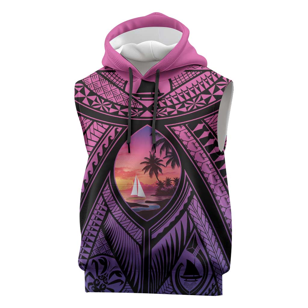 Guam Chamorro Artsy Sleeveless Hoodie Guahan Sunset Beach LT9 Sunset - Polynesian Pride