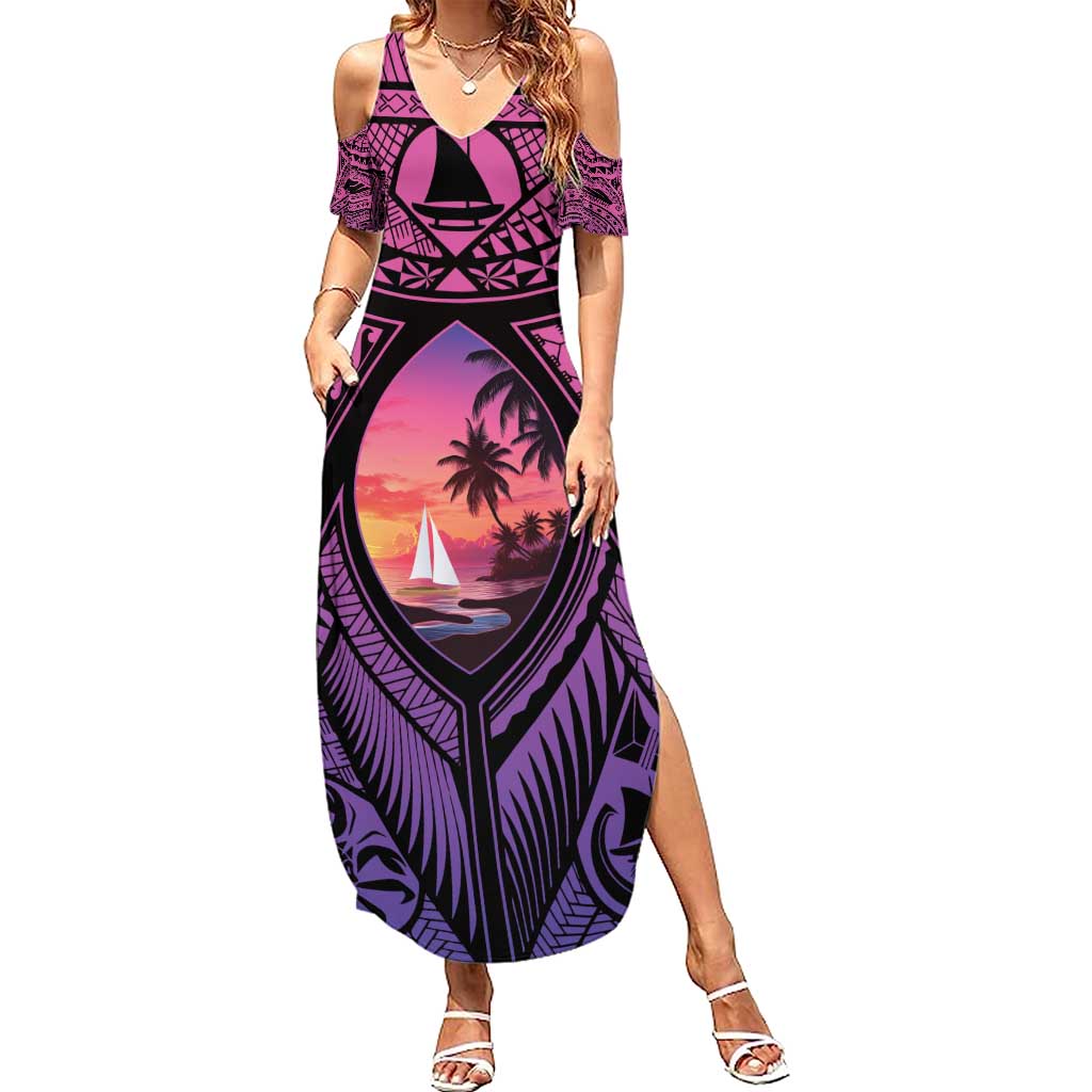 Guam Chamorro Artsy Summer Maxi Dress Guahan Sunset Beach LT9 Women Sunset - Polynesian Pride
