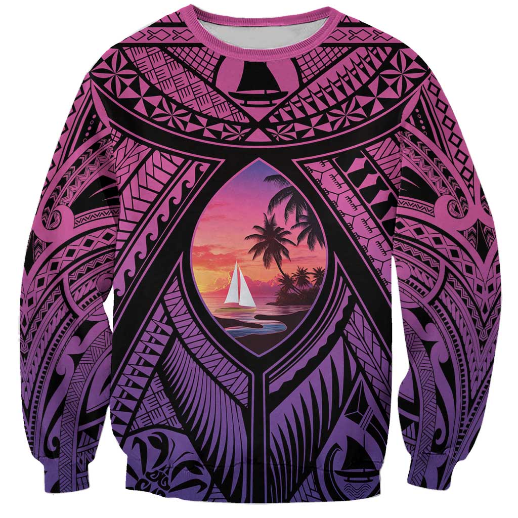 Guam Chamorro Artsy Sweatshirt Guahan Sunset Beach LT9 Unisex Sunset - Polynesian Pride