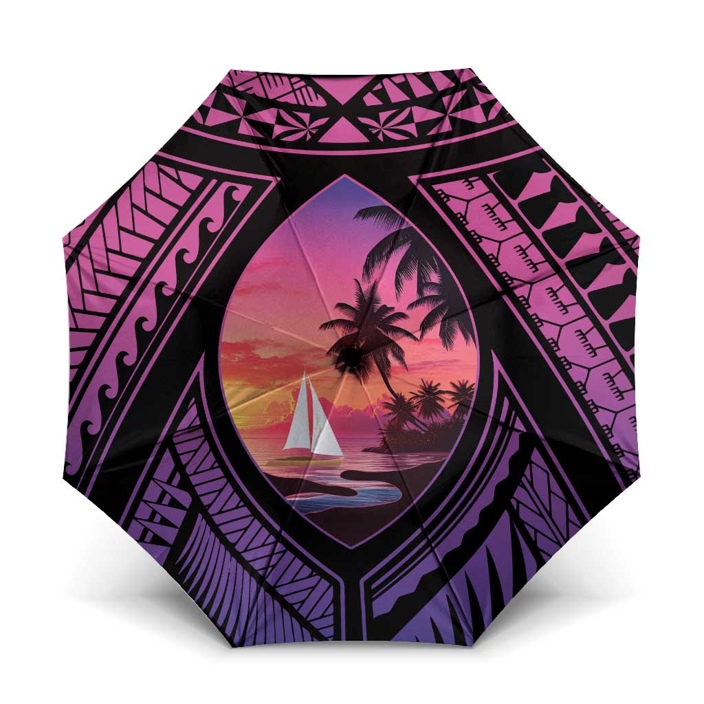 Guam Chamorro Artsy Umbrella Guahan Sunset Beach LT9 One Size Folded 11.42 inch Opened Diameter 37.4 inch Sunset - Polynesian Pride